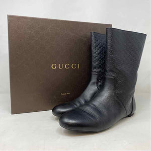 Pre-Owned Gucci Black Leather Shoe Size 10 Designer Shoes