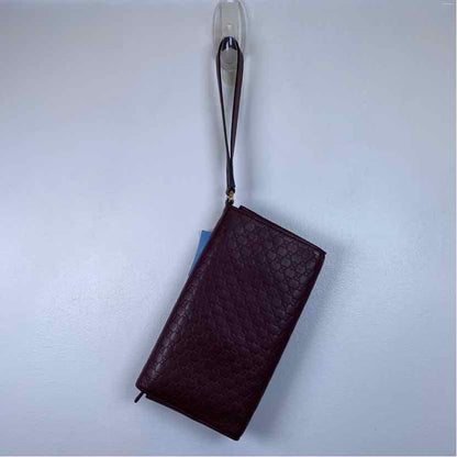 Pre-Owned Gucci Burgundy Leather Designer Wallet