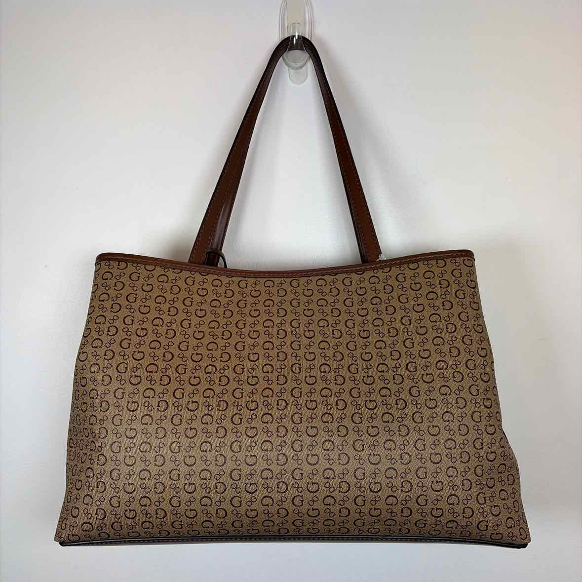 Pre-Owned Guess Brown Canvas Handbag