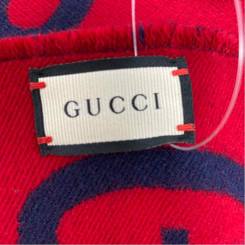 Pre-Owned Gucci Red/ Blue Knit Designer Scarf