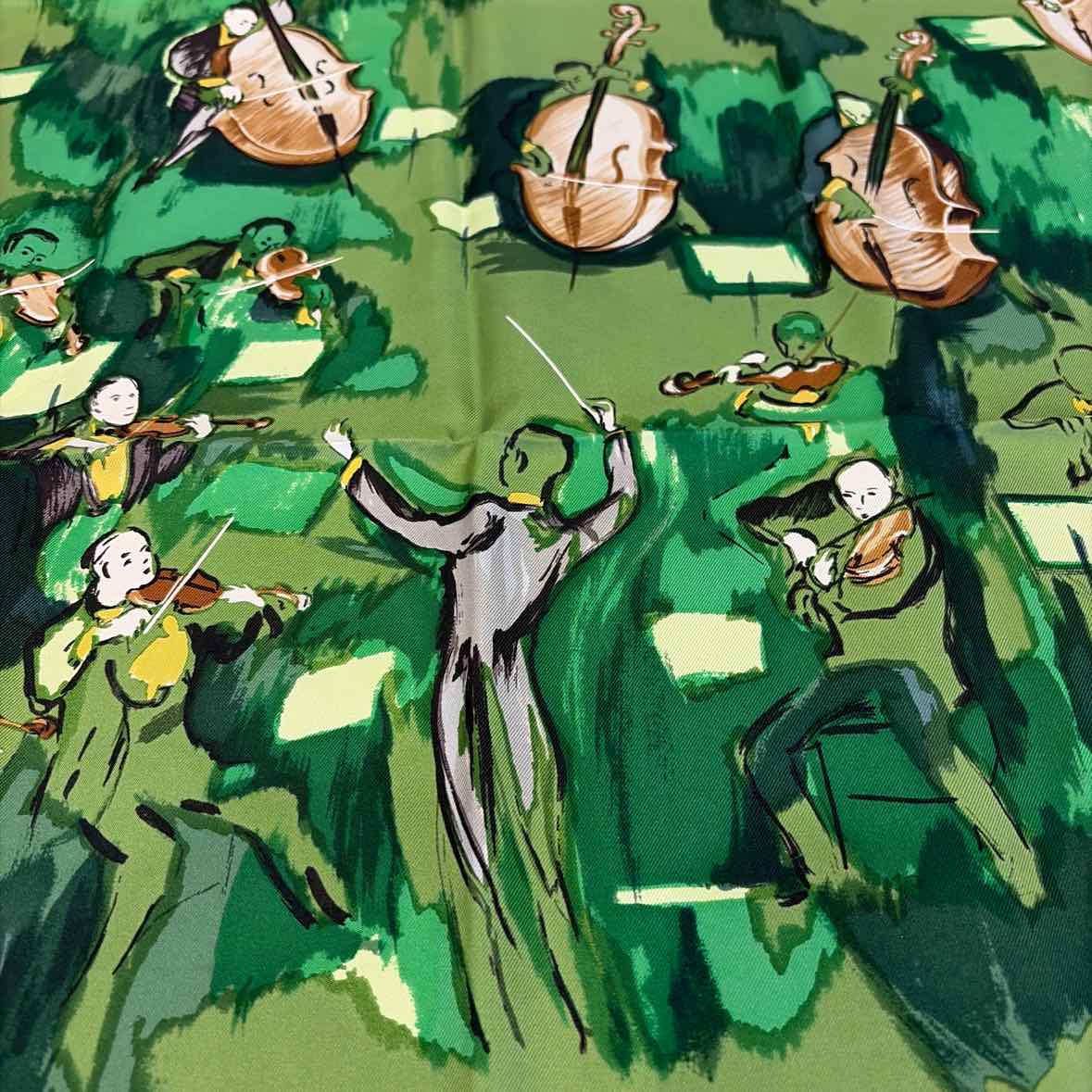Pre-Owned Hermes Green Silk Designer Scarf