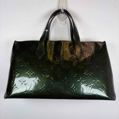 Pre-Owned Louis Vuitton Green Patent Designer Handbag