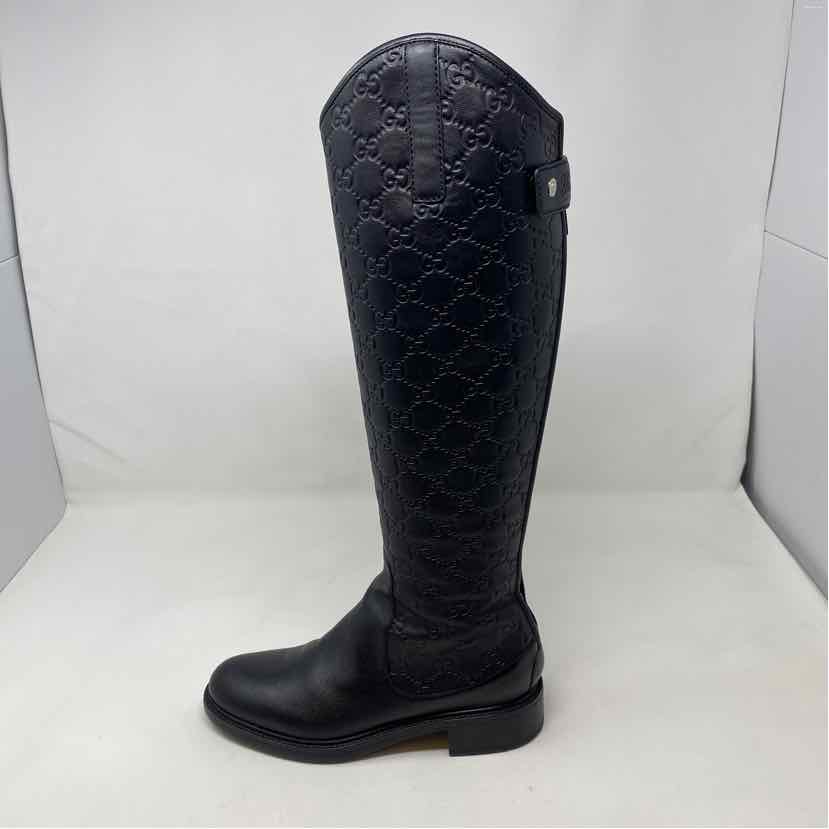 Pre-Owned Gucci Black Leather Shoe Size 5.5 Designer Shoes