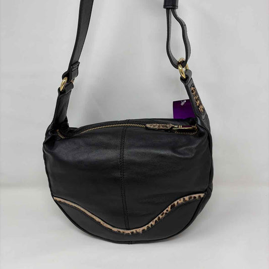 Pre-Owned Badgley Mischka Black Print Leather Handbag
