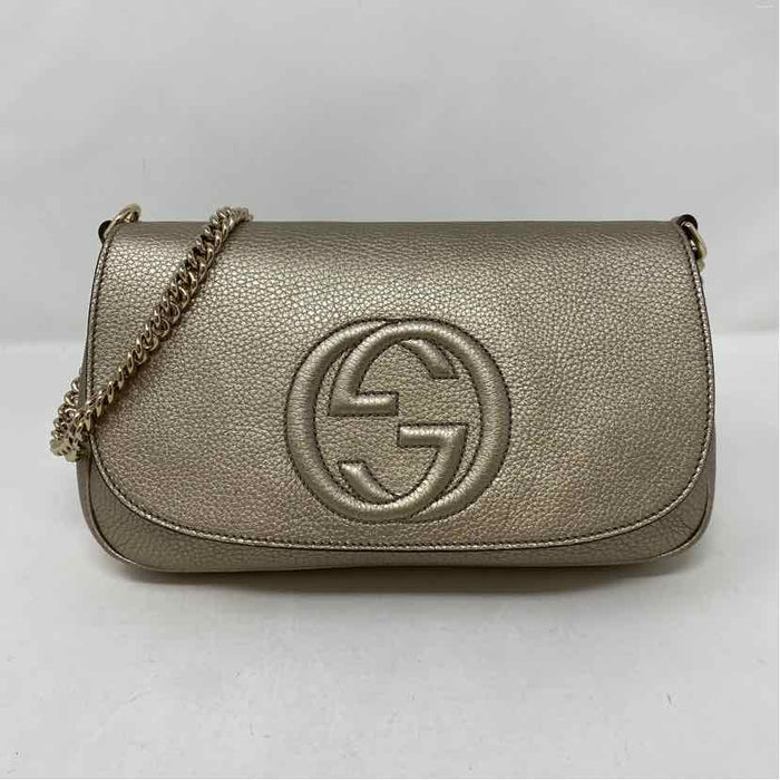 Pre-Owned Gucci Gold Leather Designer Handbag