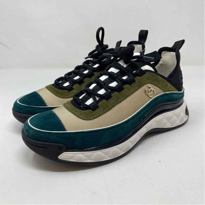 Pre-Owned Chanel Olive Suede Shoe Size 10.5 Designer Shoes