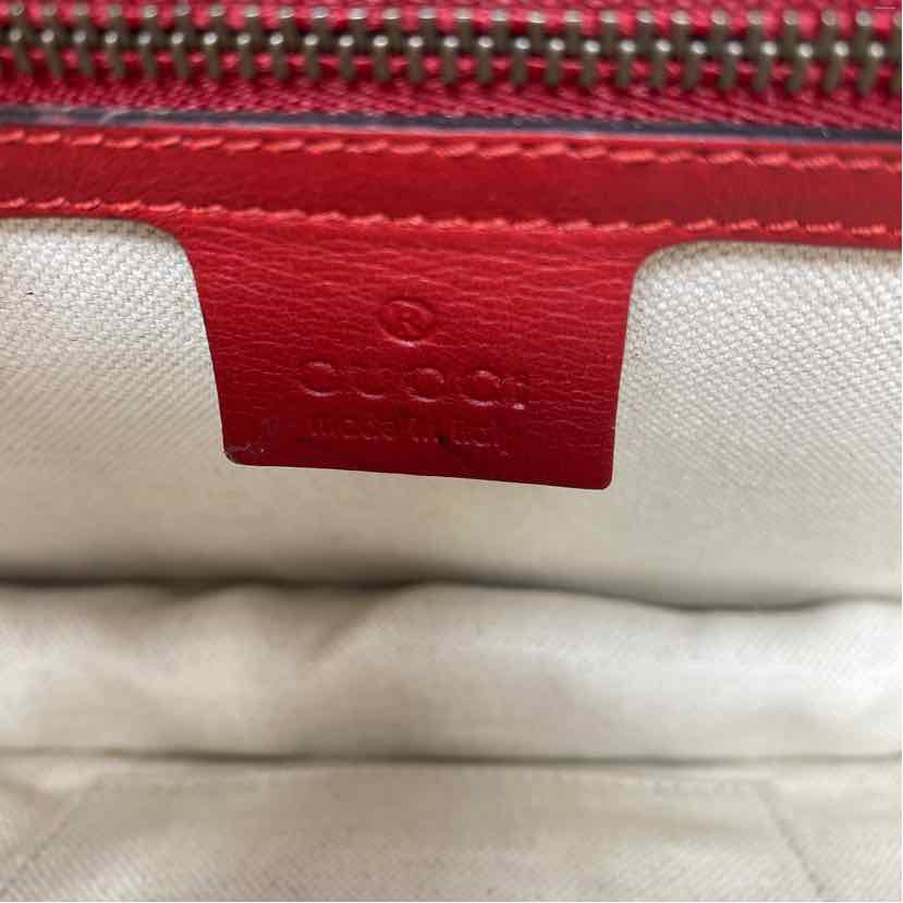 Pre-Owned Gucci Red Leather Designer Handbag