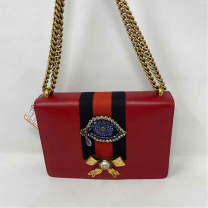 Pre-Owned Gucci Red Leather Designer Handbag