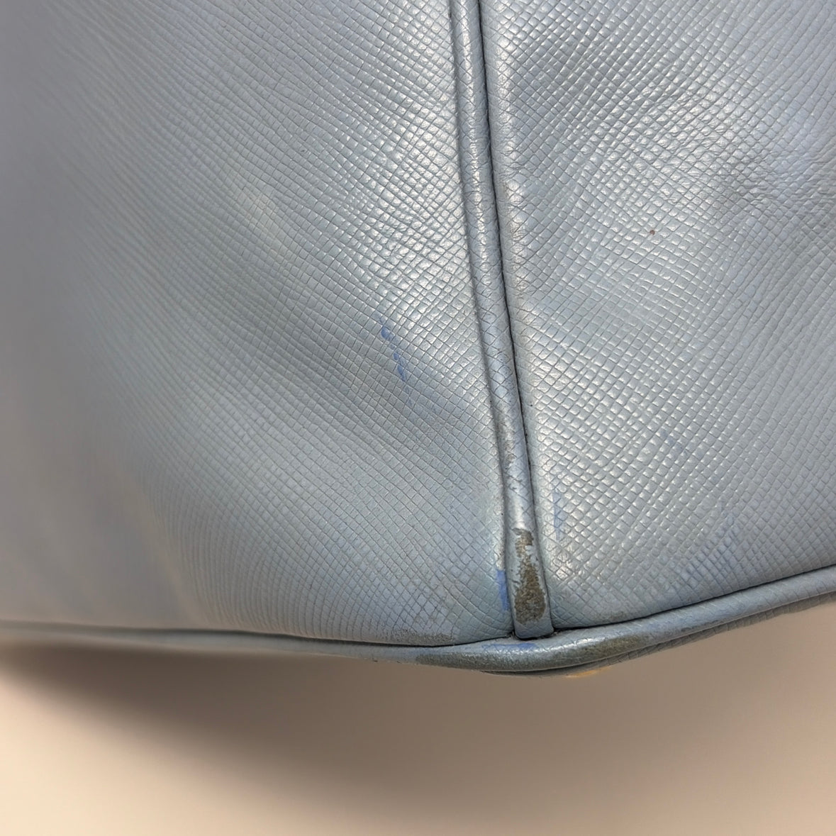 Pre-Owned Prada Light Blue Leather Designer Handbag