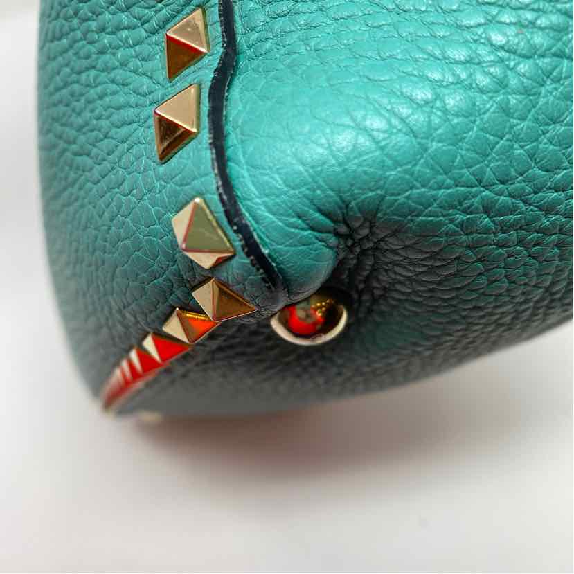 Pre-Owned Valentino Turqouise Leather Designer Handbag