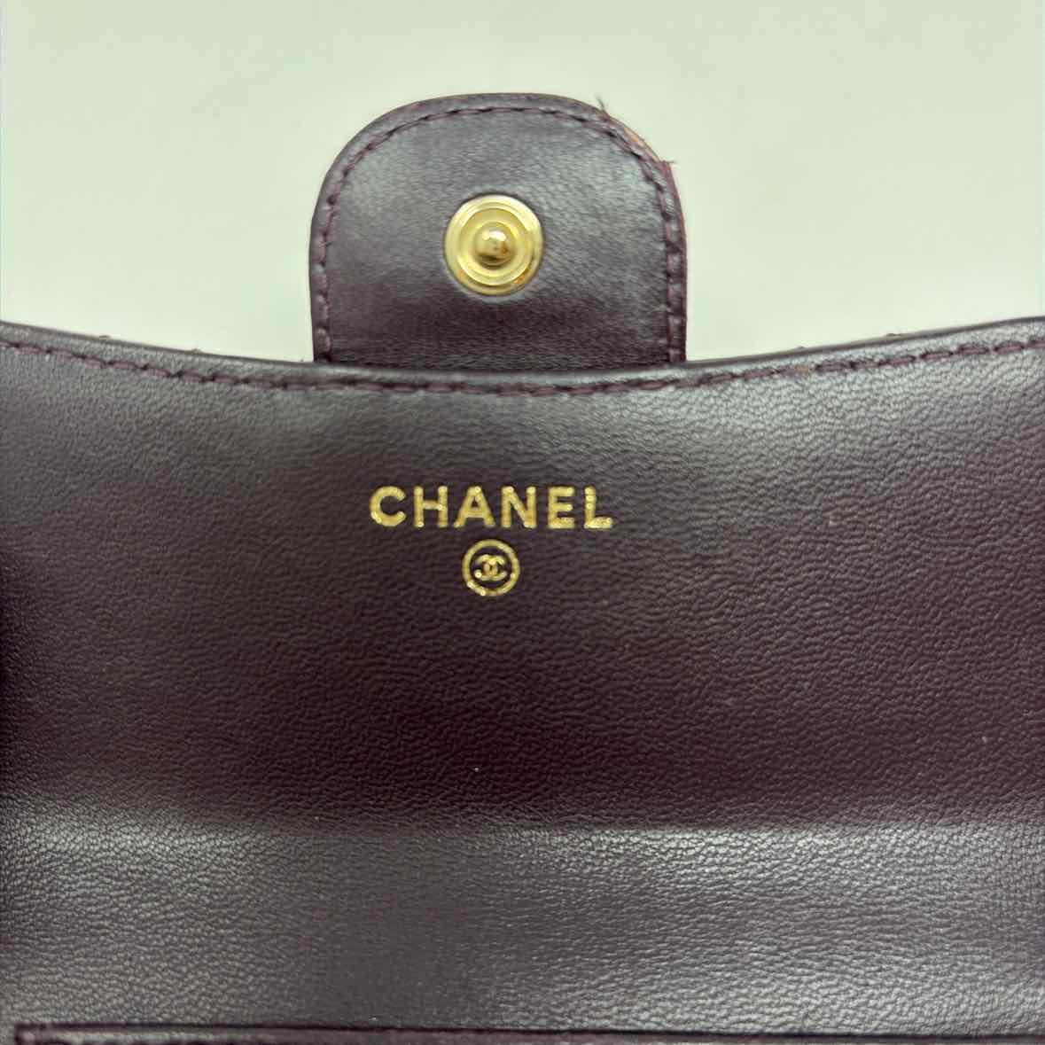 Pre-Owned Chanel Purple Leather Designer Wallet