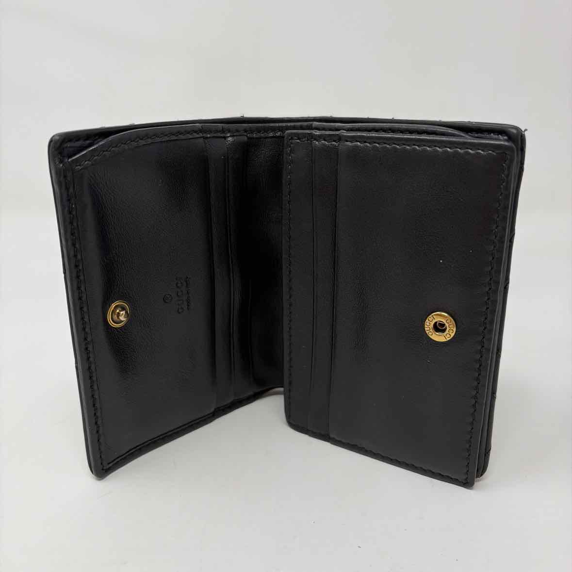 Pre-Owned Gucci Black Leather Designer Wallet
