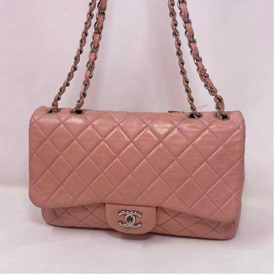 Pre-Owned Chanel Pink Lambskin Designer Handbag