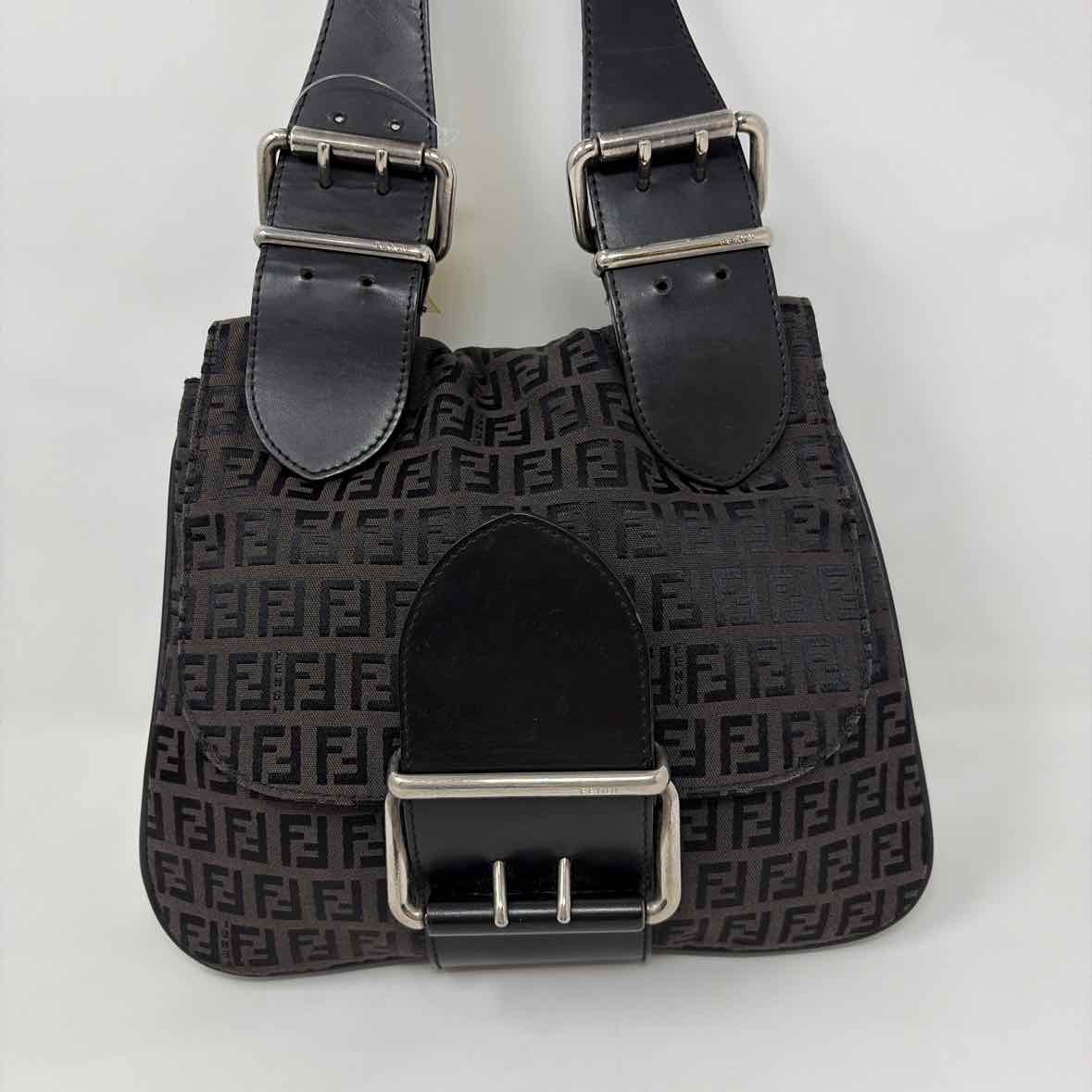 Pre-Owned Fendi Black Canvas Designer Handbag