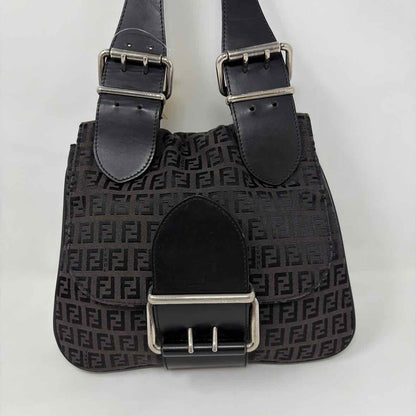 Pre-Owned Fendi Black Canvas Designer Handbag