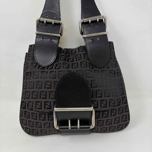Pre-Owned Fendi Black Canvas Designer Handbag