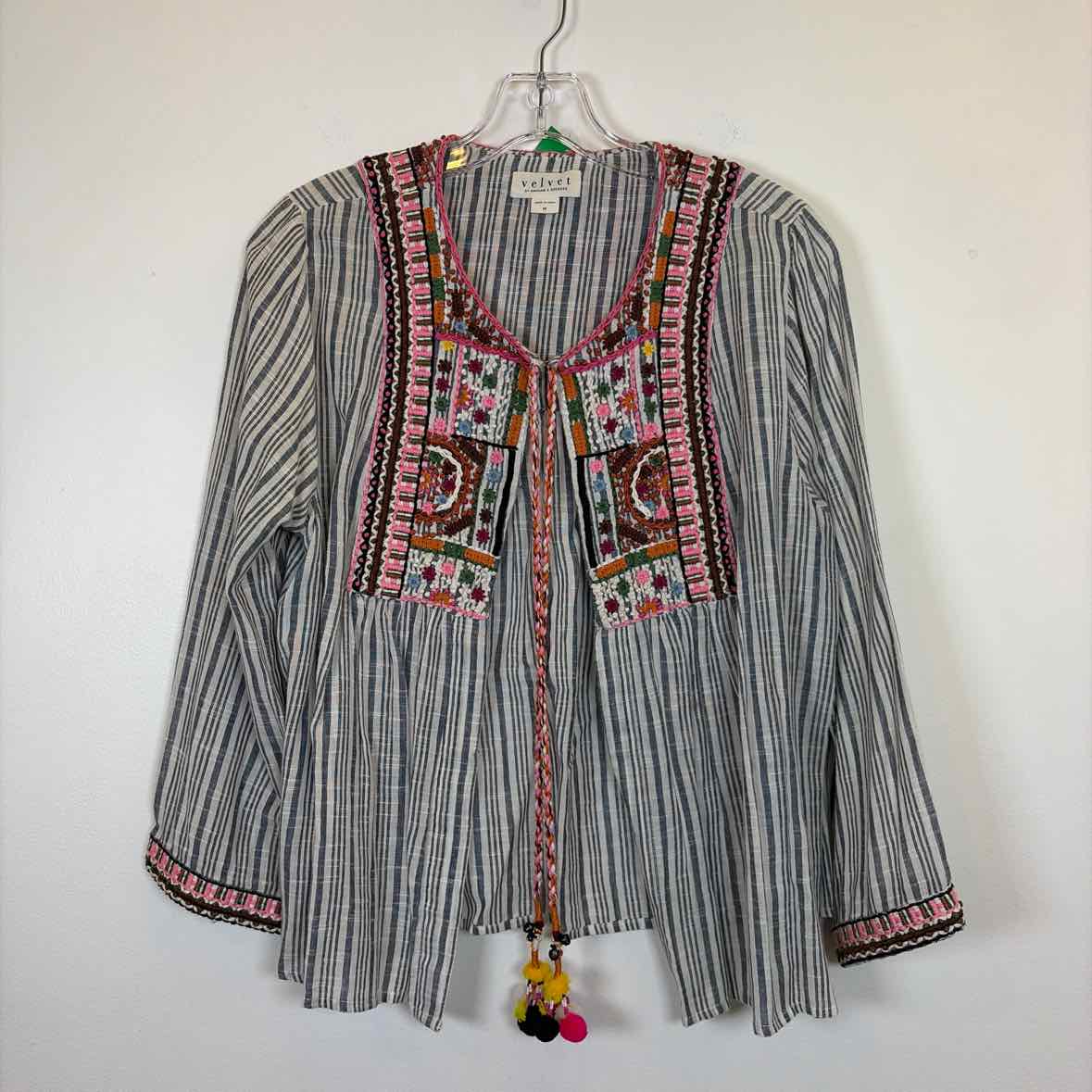 Pre-Owned Size M Velvet blue stripe Top