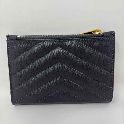 Pre-Owned Saint Laurent Grey Leather Designer Wallet