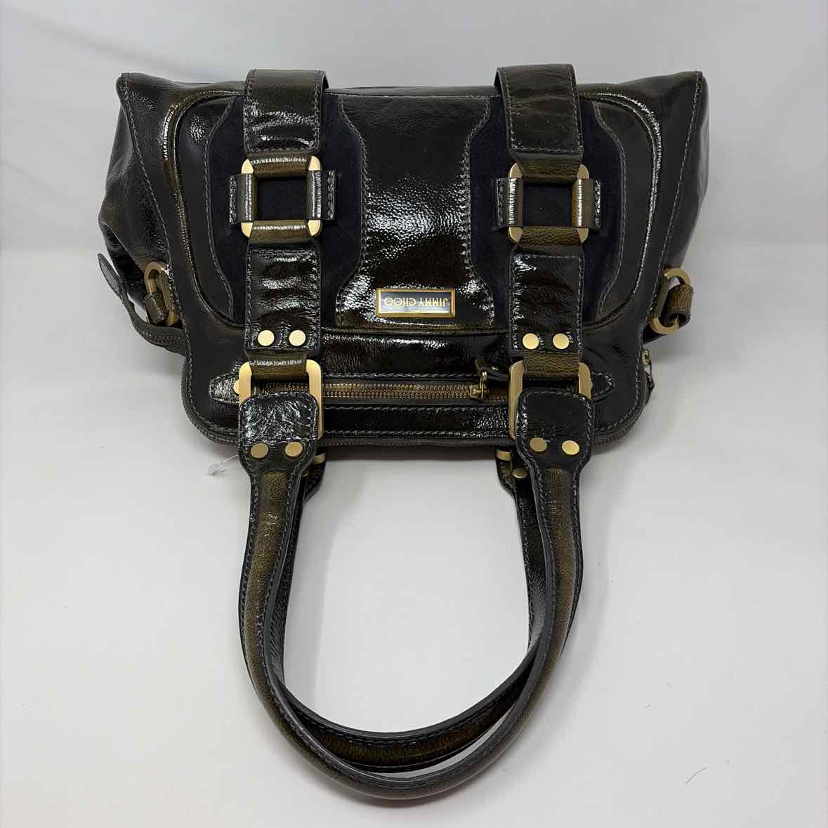 Pre-Owned Jimmy Choo Olive Patent Designer Handbag