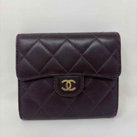 Pre-Owned Chanel Purple Leather Designer Wallet