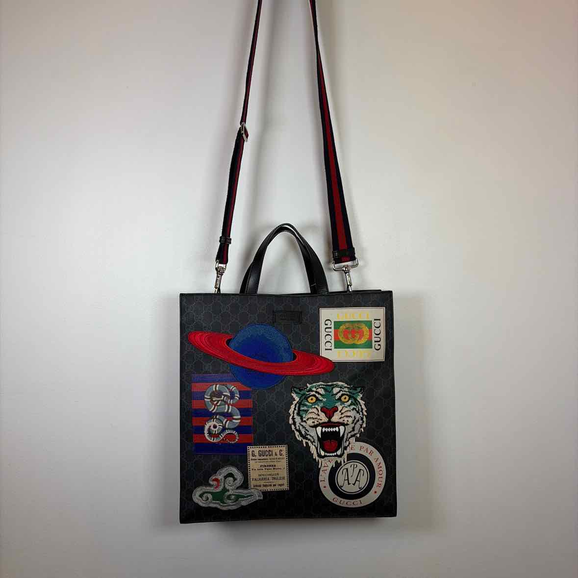 Pre-Owned Gucci Black Canvas Designer Handbag