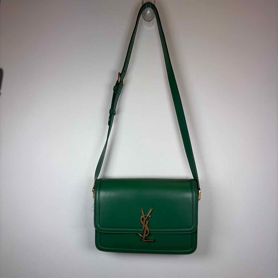 Pre-Owned Saint Laurent Green Leather Designer Handbag