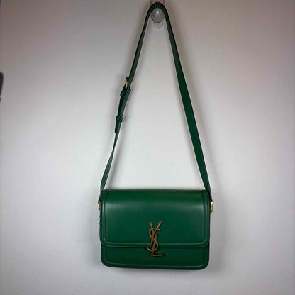 Pre-Owned Saint Laurent Green Leather Designer Handbag