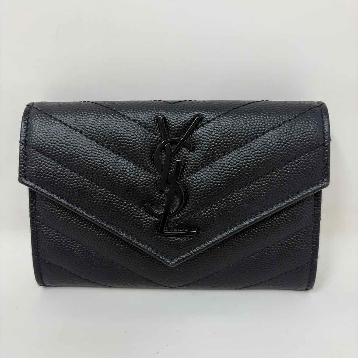 Pre-Owned Saint Laurent Black Leather Designer Wallet