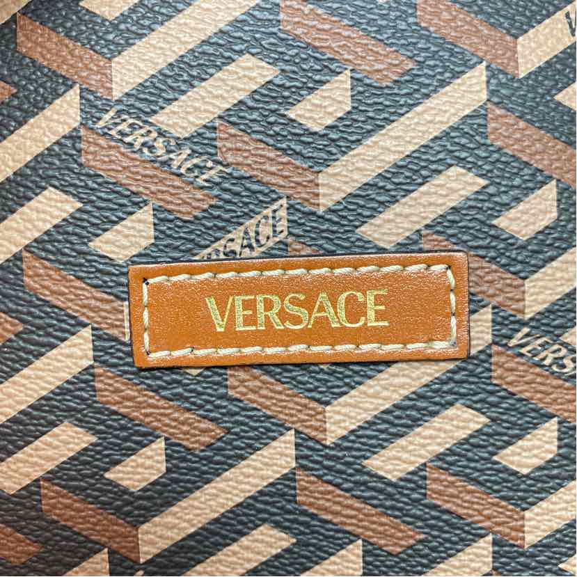 Pre-Owned Versace Cognac Coated Canvas Designer Handbag