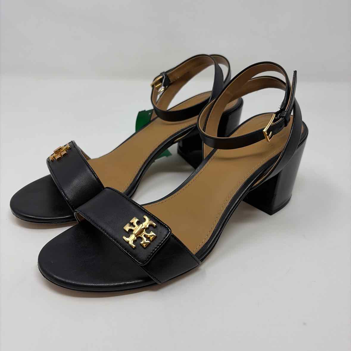 Pre-Owned Shoe Size 7.5 Tory Burch Black/Gold Heels