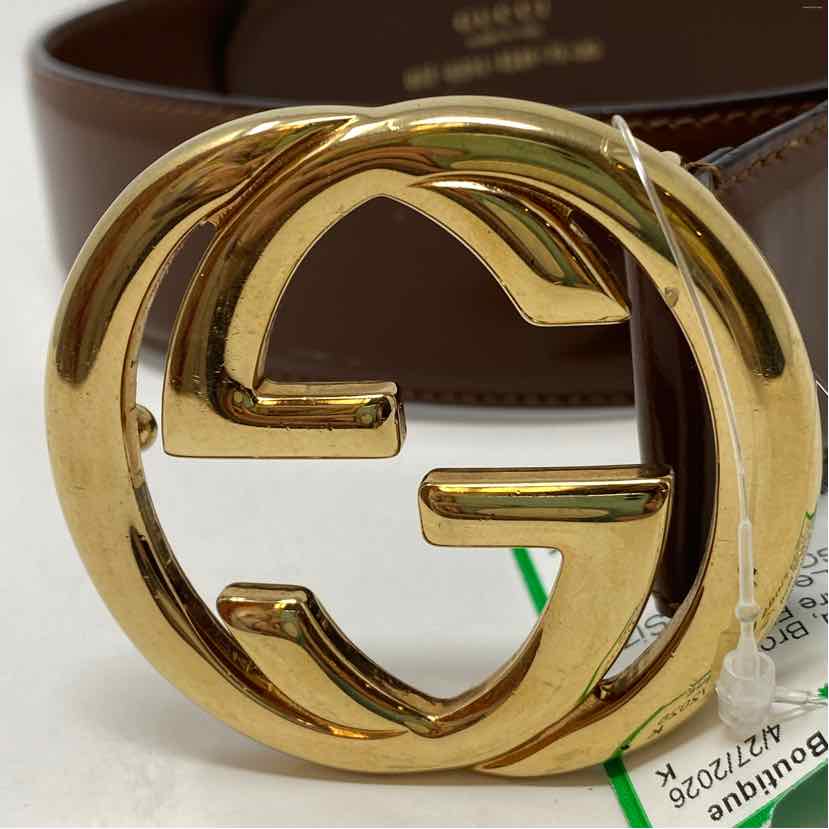Pre-Owned Gucci Brown Leather Designer Belt