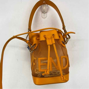 Pre-Owned Fendi Orange Mesh Designer Handbag