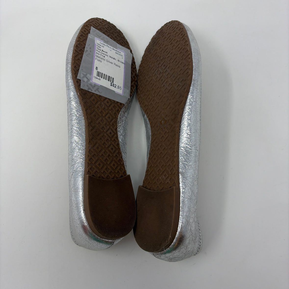 Pre-Owned Shoe Size 8 Tory Burch Metallic Flats