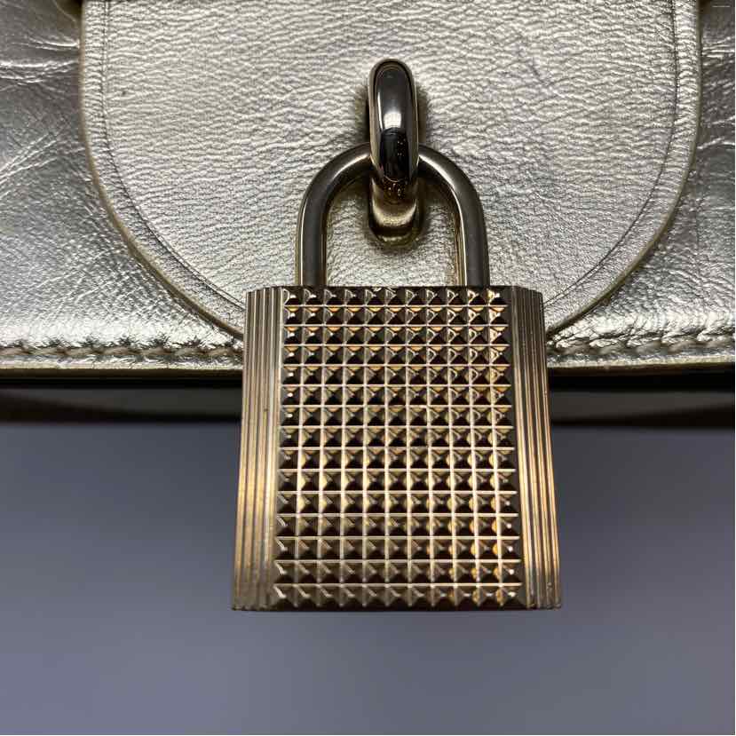 Pre-Owned Jimmy Choo Gold Leather Designer Handbag