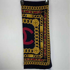 Pre-Owned Chanel Black Silk Designer Scarf