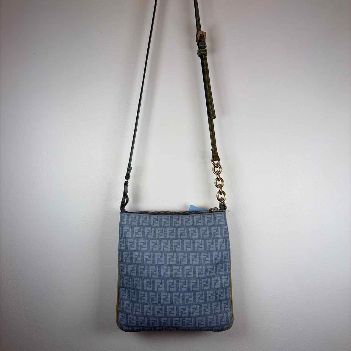 Pre-Owned Fendi Blue Canvas Designer Handbag