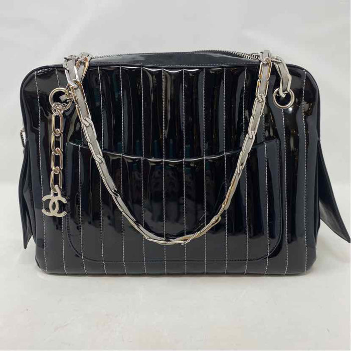 Pre-Owned Chanel Black Patent Designer Handbag