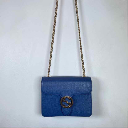 Pre-Owned Gucci Blue Leather Designer Handbag