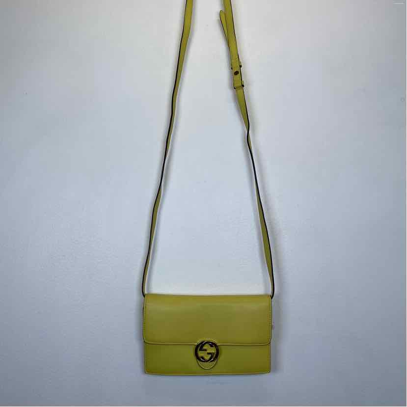 Pre-Owned Gucci Chartreuse Leather Designer Handbag