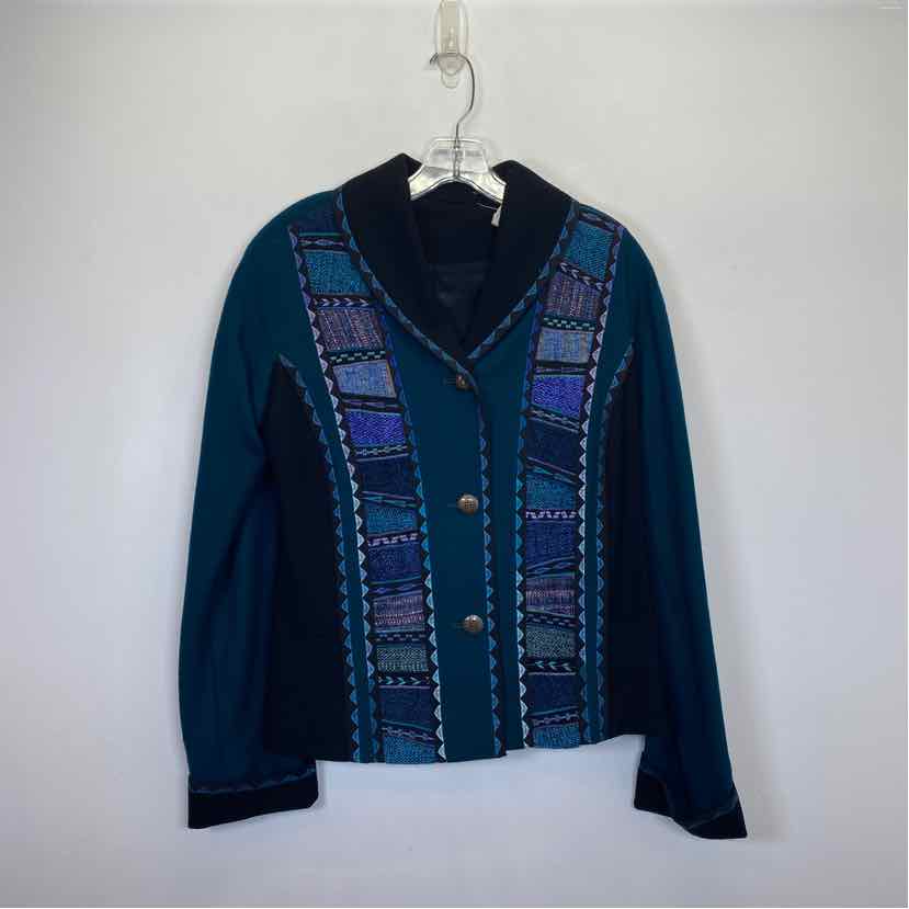 Pre-Owned Size S/M Sarmite Wearable Art Teal Multi Jacket