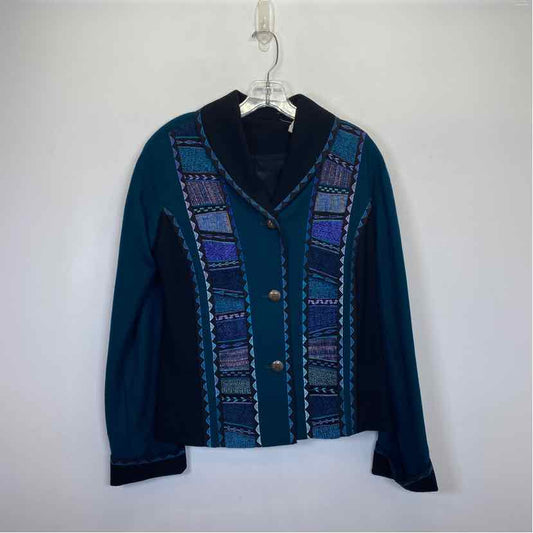 Pre-Owned Size S/M Sarmite Wearable Art Teal Multi Jacket