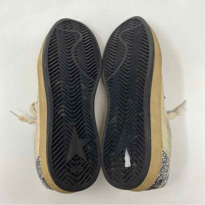 Pre-Owned Golden Goose White/Silver Fabric Shoe Size 9.5 Designer Shoes