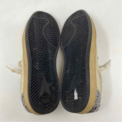Pre-Owned Golden Goose White/Silver Fabric Shoe Size 9.5 Designer Shoes