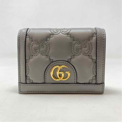 Pre-Owned Gucci Grey Leather Designer Wallet