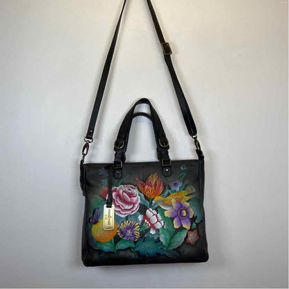 Pre-Owned Anuschka Black Leather Handbag