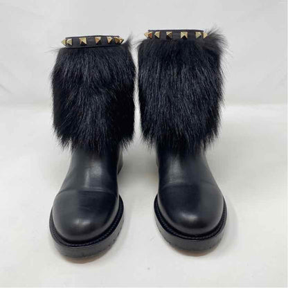 Pre-Owned Valentino Black Leather Shoe Size 5.5 Designer Shoes