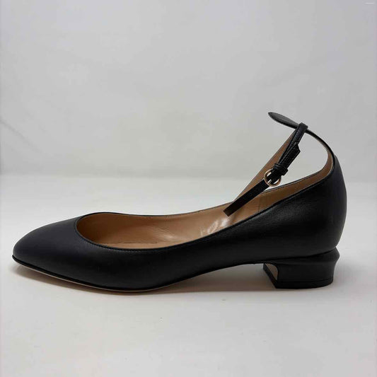 Pre-Owned Valentino Black Leather Shoe Size 8.5 Designer Shoes