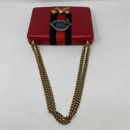 Pre-Owned Gucci Red Leather Designer Handbag