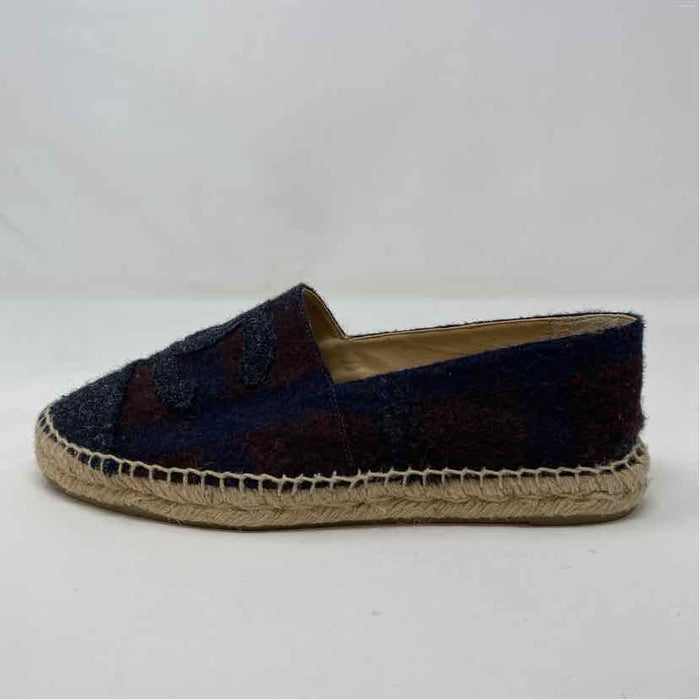 Pre-Owned Chanel Plaid Knit Shoe Size 10.5 Designer Shoes