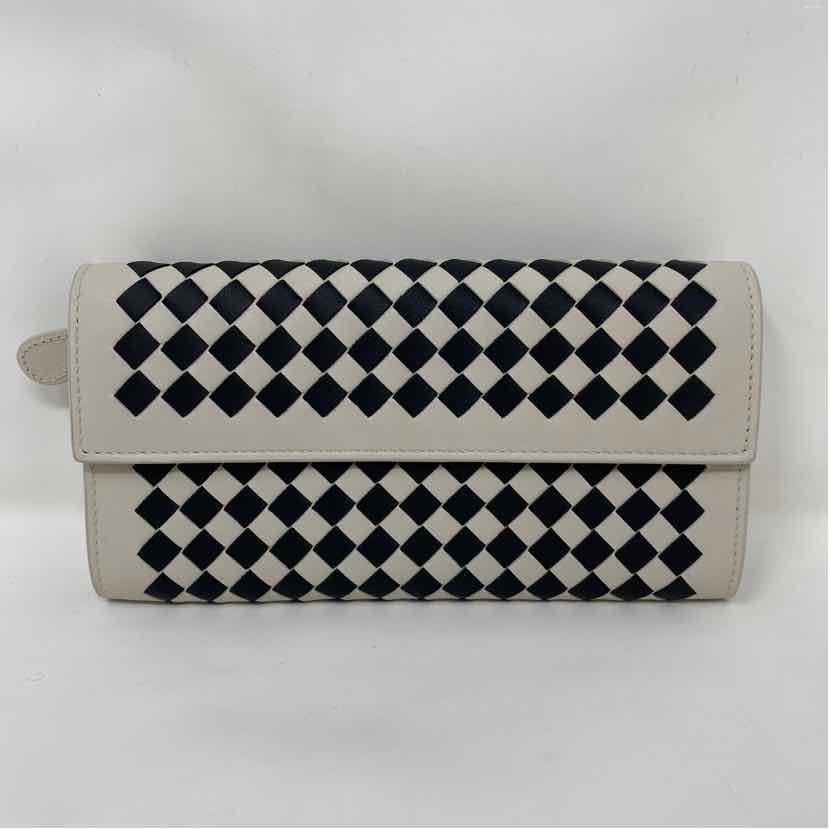Pre-Owned Bottega Veneta Black/White Leather Designer Wallet